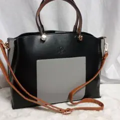 D.KELLY　2way ショルダーバッグ　レザー　ブラック　グレー