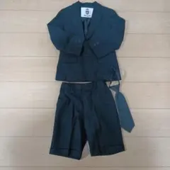 120卒園式　入学式　発表会スーツ男の子　フォーマル三点セット　黒ストライプ