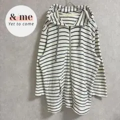 バックナンバー　ライトオン　ジップアップパーカー　七分袖　タオル地　ボーダー