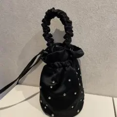 GANNI スタッズ　サテン 巾着　ショルダーバッグ