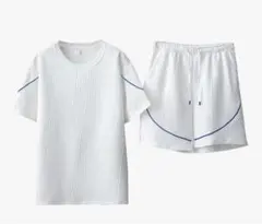 【未使用・訳あり】メンズ セットアップ上下 Tシャツ ハーフパンツ 白