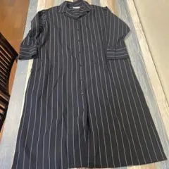春にぴったり値下げレプシィム　ワンピース　ネイビーストライプＭ　7部袖