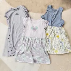 キッズ夏服　ノースリーブワンピース　130㎝　女の子3枚セット【バラ売り可】
