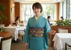 未使用　訪問着　駒刺繍　吉祥文　正絹　袷　結婚式　お宮参り　七五三　インスタ映え