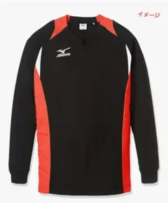 【ミズノ】長袖シャツ L 黒/赤 バレーボール
