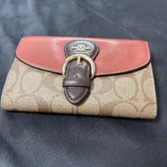 COACH ブラウン系 レザー長財布