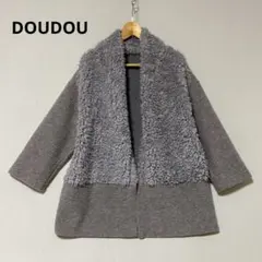 DOUDOU ドゥドゥ　ファー切替イタリアンエアリーハーフコート　フリー