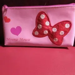 1409）ディズニー　ミニーマウスポーチ　りぼん