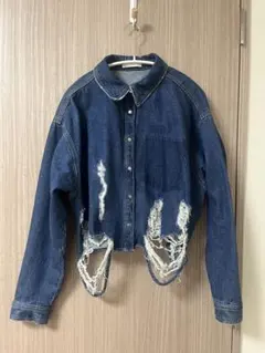 Chico ダメージ加工 クロップドデニムジャケット