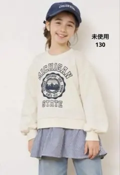 未使用✳️コカ✩.*˚裏毛ストライプドッキングチュニック