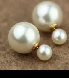 大きいパールピアス バックキャッチピアス ダブルパールピアス 結婚式