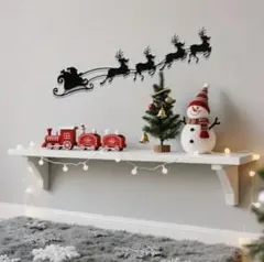 トナカイ＆サンタさん　クリスマスの夜　アイアン　壁装飾　ウオールアート206