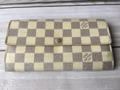 ルイヴィトン 長財布 ポルトフォイユサラ ダミエ アズール