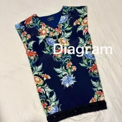 ダイアグラム Diagram フリンジ ワンピース 花柄 Vネック 36