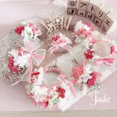 No58あまぁ〜い♡いちごミルクカラー フラワーガーランド 贅沢ver.