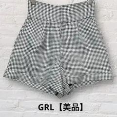 グレイル 千鳥格子柄 ショートパンツ M ブラック ホワイト ウエストゴム 白黒