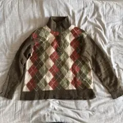northern isle アーガイル柄 ハーフジップセーター