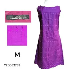 ★個性的★ 刺繍入り ワンピース 9AR ピンクレッド　ひざ丈　ミディ丈　総柄