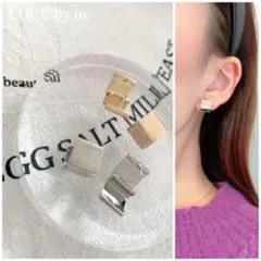 889 シルバースクエア ワンタッチピアス 小 お洒落 大人可愛い