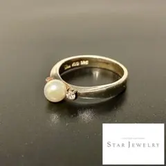 【美品】 STAR JEWELRY パール&ダイヤ K10 リング 13号