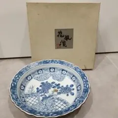 D-5 有田焼 琴峰作 透かし彫り 菓子鉢 木箱付き 網目 籠目 染錦 金彩