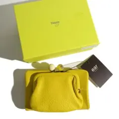 イアパピヨネ レザーリング付き ラウンドミディアム 折り財布 　イエロー イアパピヨネ レザーリング付き ラウンドミディアム 折り財布 イエロー