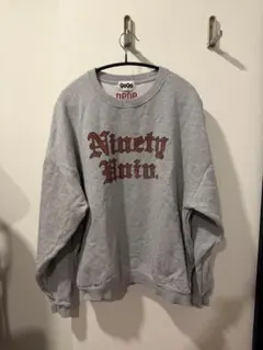 9090 Ninety Prior ロゴ刺繍 スウェット グレー オーバーサイズ
