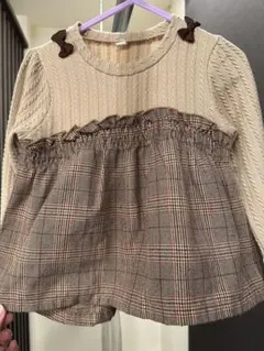 ベビー服 フリル付きチェックトップス 90