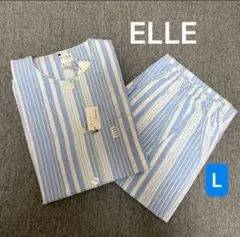 《新品》ELLE エル　オシャレな薄手パジャマ　半袖8分ズボン　L 水色のサムネイル