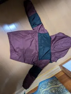 フード付き中綿コート ワインレッド/黒