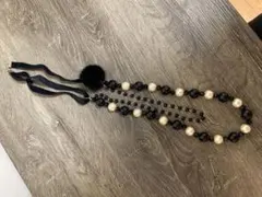 黒と白のパールビーズネックレス