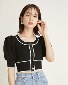 新品　snidel 黒　カーディガン　クロップド　ニット