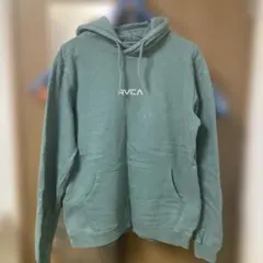 RVCA ロゴ刺繍 プルオーバーパーカー グリーン