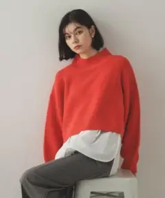 【新品】　定価5,979円　オレンジニットリブ編み セーター