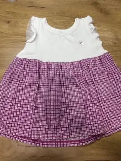 フリル付きピンクチェックチュニック 80cm