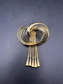 て*ん様 ゴールド フープ タッセル ブローチ