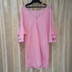 ZARA BASIC ピンク フレアスリーブ ワンピース M