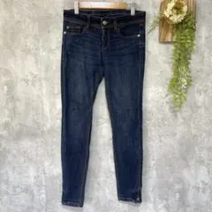 【ザラベーシック】デニムパンツ スキニー ストレッチ アンクル丈 裾ジップ S