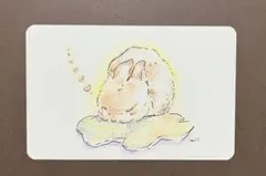 原画　色鉛筆画　すやすやうさぎさん　うさぎ　ハガキサイズ（額なし）