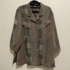 古着　シアー　半袖シャツ 七分袖シャツ