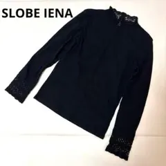 SLOBE IENA スローブイエナ 襟・袖レース リブカットソー ブラック