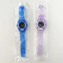 デジタル　腕時計　2本セット　青　パープル