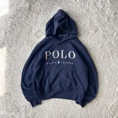 ラルフローレン 美品 現行 パーカー 刺繍ロゴ M ネイビー