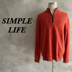 【希少LL✨カシミヤ混】シンプルライフ ニット ハーフジップ オレンジ 888