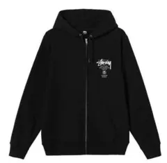 ステューシー WORLD TOUR ZIP HOODIE/ジップパーカー L 黒