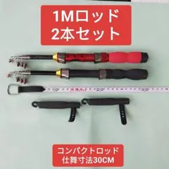 1ｍ 　2本　コンパクトロッド　釣竿 短竿　穴釣り　ちょい投げ　 エビ釣りのサムネイル