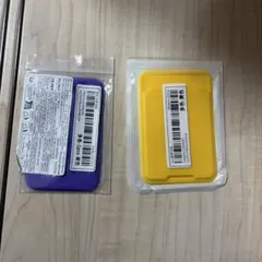 スマホ用 粘着式カードホルダー 2個セット パープル イエロー