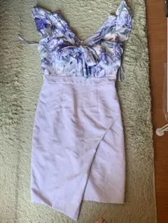 JEWELS フラワープリントドレス L (ブルー、パープル)