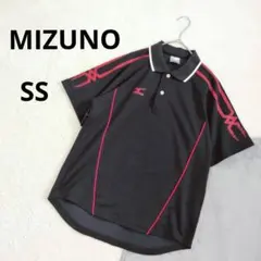 ミズノ▶ポロシャツ SS 黒 赤 半袖 ロゴ有り スポーツウェア