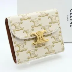 CELINE スモール フラップウォレット トリオンフ キャンバス ホワイト